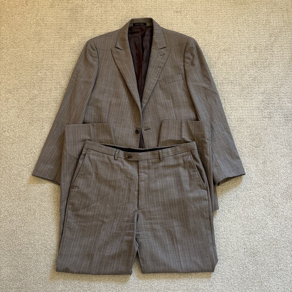 Jos A Bank 42L Striped Drago Super 130s Soft Shoulder Mens Jacket Pants Suit